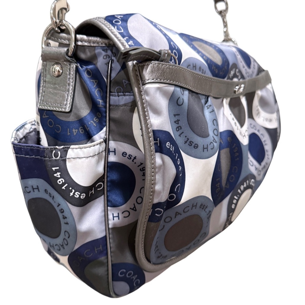 Coach Blue Gray Signature Laptop Diaper Bag Y2K Tote Messenger Crossbody F18377 - Picture 6 of 17